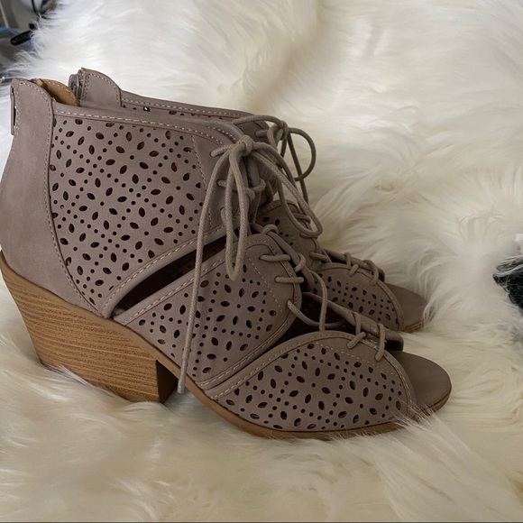 Taupe Cut Out Booties - Picture 3 of 5